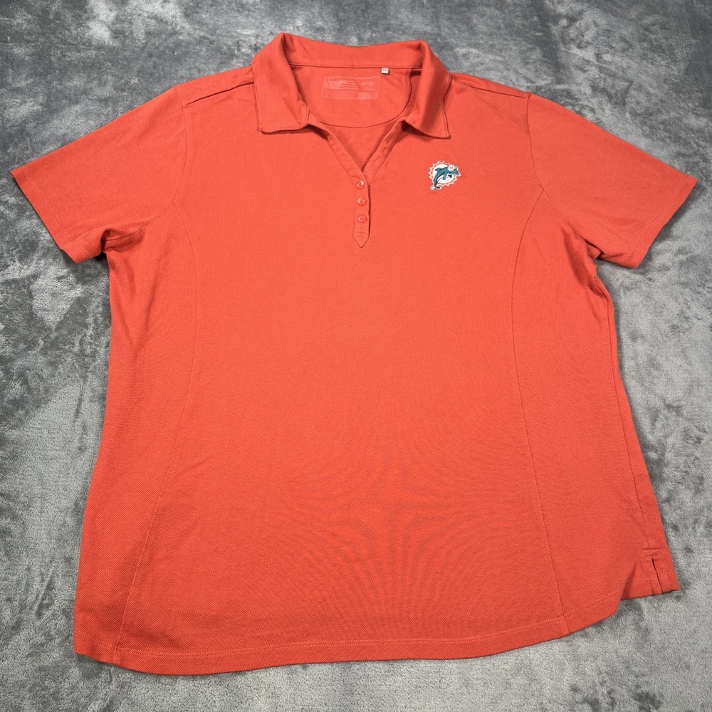 Cutter & Buck Miami Dolphins Polo Shirt Women 3XL Orange Fitted Performance Golf